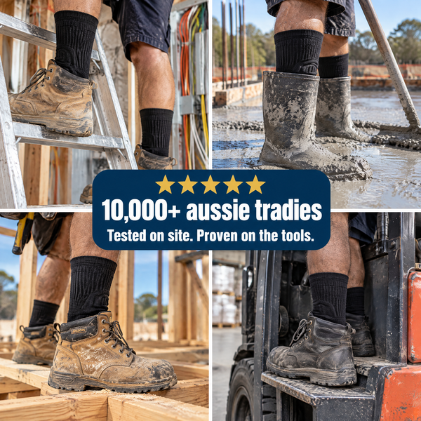 Aussie tradies wearing IronCloud socks