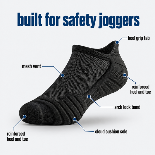 Built for safety joggers: Short Cut sock features