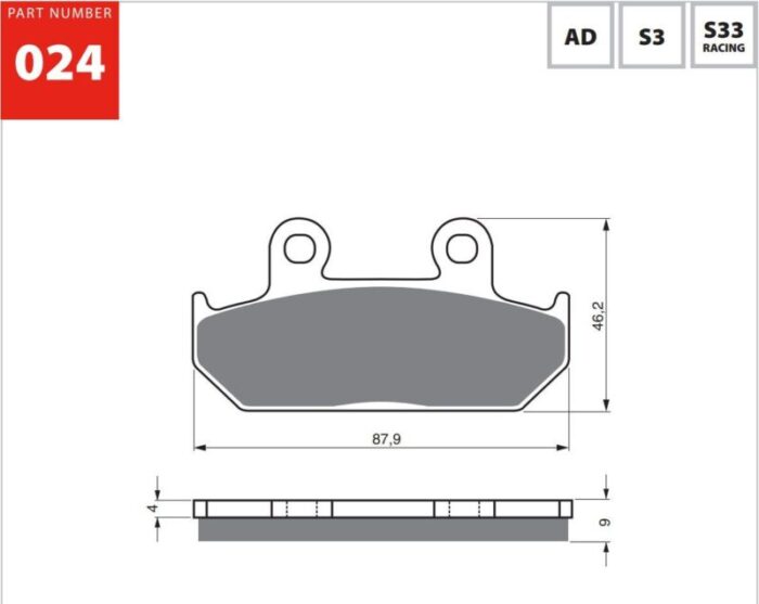 ALG GF024 AD.2 Bremsbelag Satz vorne Goldfren Semi metal AD Honda Cagiva